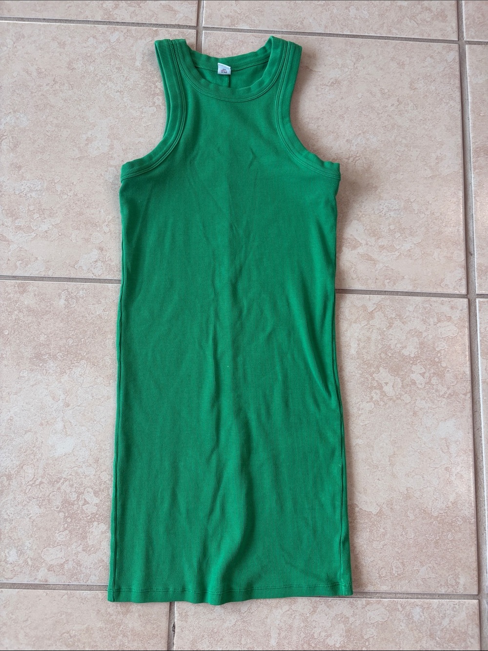Green Ribbed Tank Dress